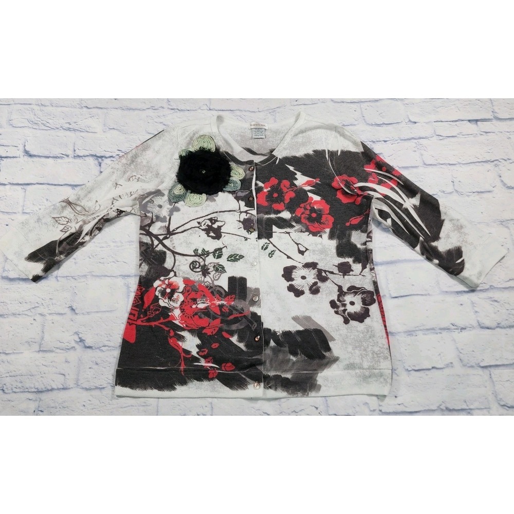 Monroe & Main Blouse WOMENS SIZE L Floral Print Button Front